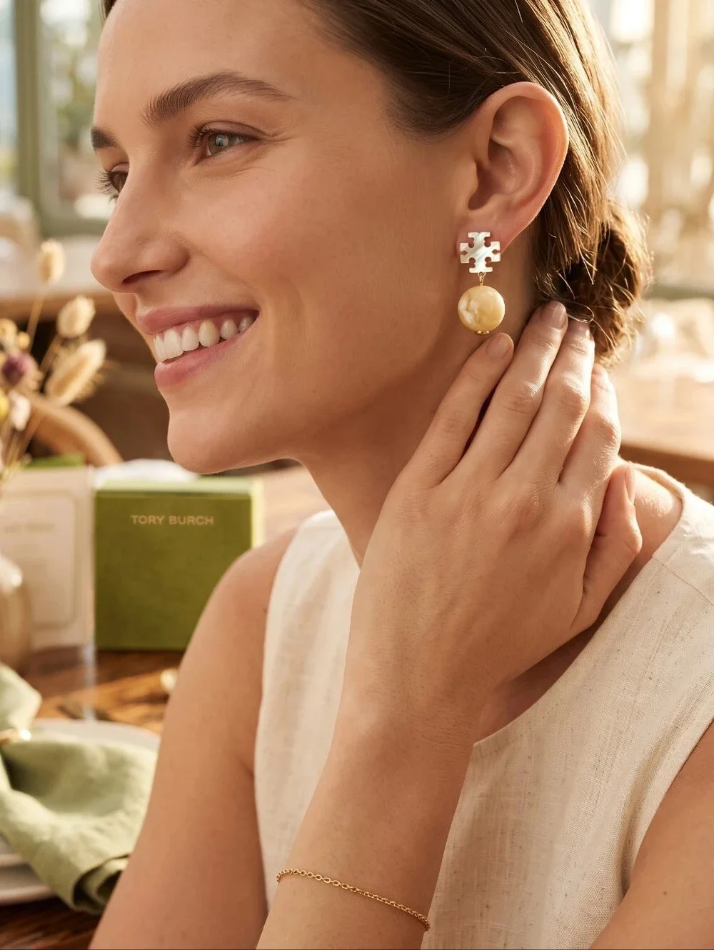 Tory Burch Moondance Mother of Pearl Drop Earrings
